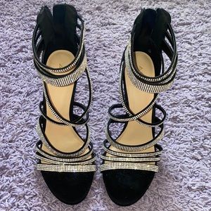 Aldo Black and Glitter Heels